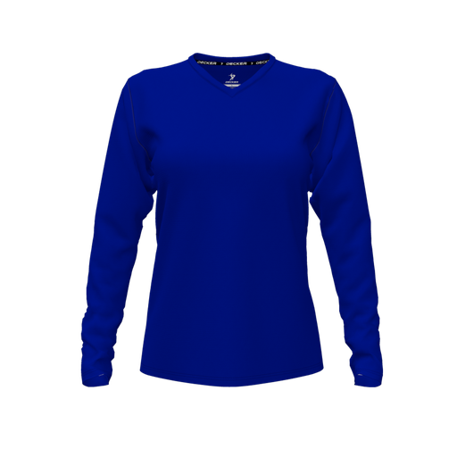 [CUS-DFW-TEES-PER-VNK-LSL-RYL-FYXS] Decker Performance T-Shirt (Female Youth XS, Royal, V Neck, None, Long Sleeve)