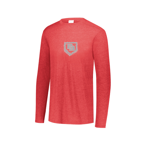 [FTLCUBRD-AXS-LOGO3] Decker Men's Tri-Blend T-Shirt - Long Sleeve (Adult XS, Red, Logo 3)