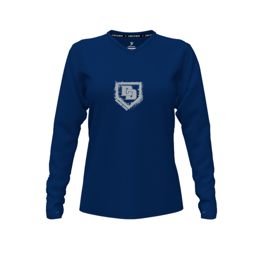 [FTLVCFNV-FYXS-LOGO3] Comfort T-Shirt (Female Youth XS, Navy, V Neck, Logo 3, Long Sleeve)