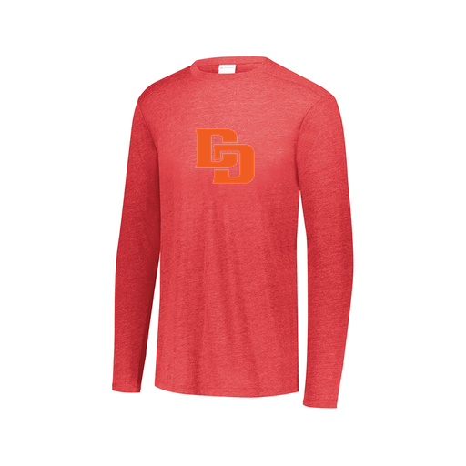 [FTLCUBRD-AXS-LOGO1] Decker Men's Tri-Blend T-Shirt - Long Sleeve (Adult XS, Red, Logo 1)