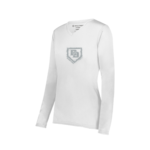 [222824.005.S-LOGO3] Ladies LS Smooth Sport Shirt (Female Adult S, White, Logo 3)
