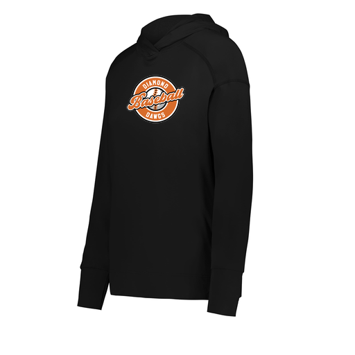 [222798.080.XS-LOGO2] Ladies Ventura Thin Knit Hoodie (Female Adult XS, Black, Logo 2)